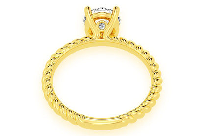 1.00CT ROUND TWIST BAND SOLITAIRE RING 14K