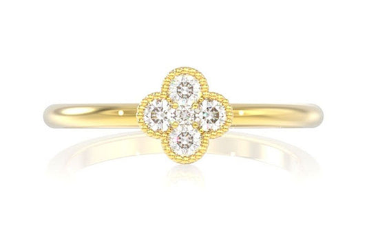 INEL CU TRIFOI CU DIAMANT, AUR MASIV DE 14K, 0.25CT