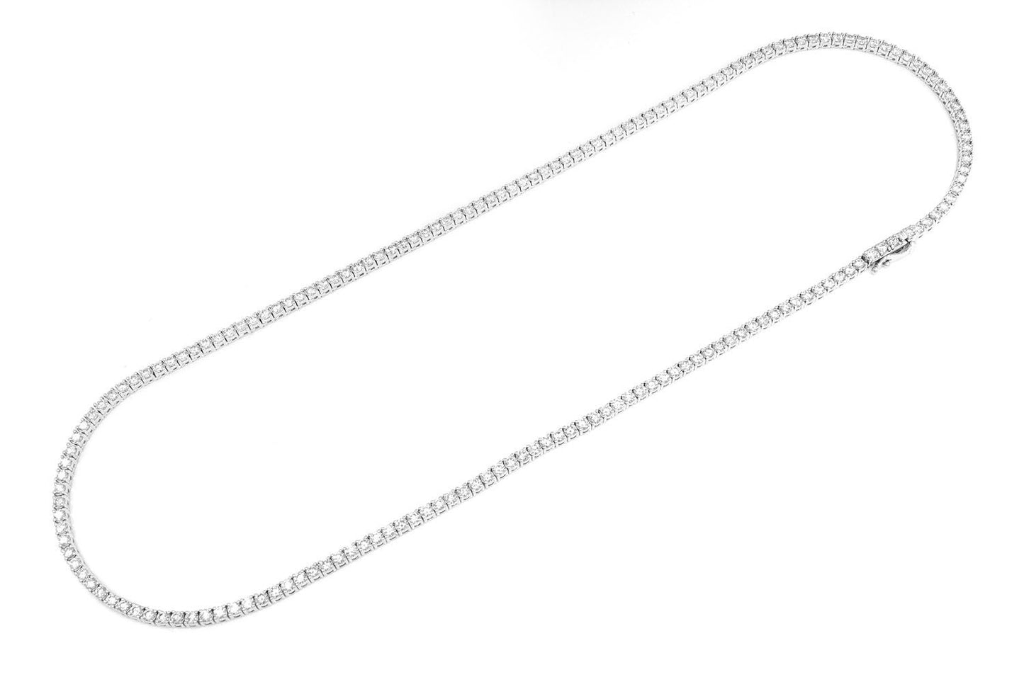 8PT PRONG SET TENNIS NECKLACE 14K SOLID GOLD 16.50CTW