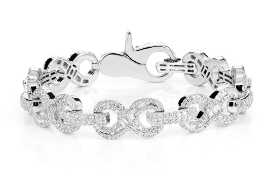 BRĂȚARĂ INFINITY BAGUETTE CU DIAMANTE, AUR MASIV 8.25 CT