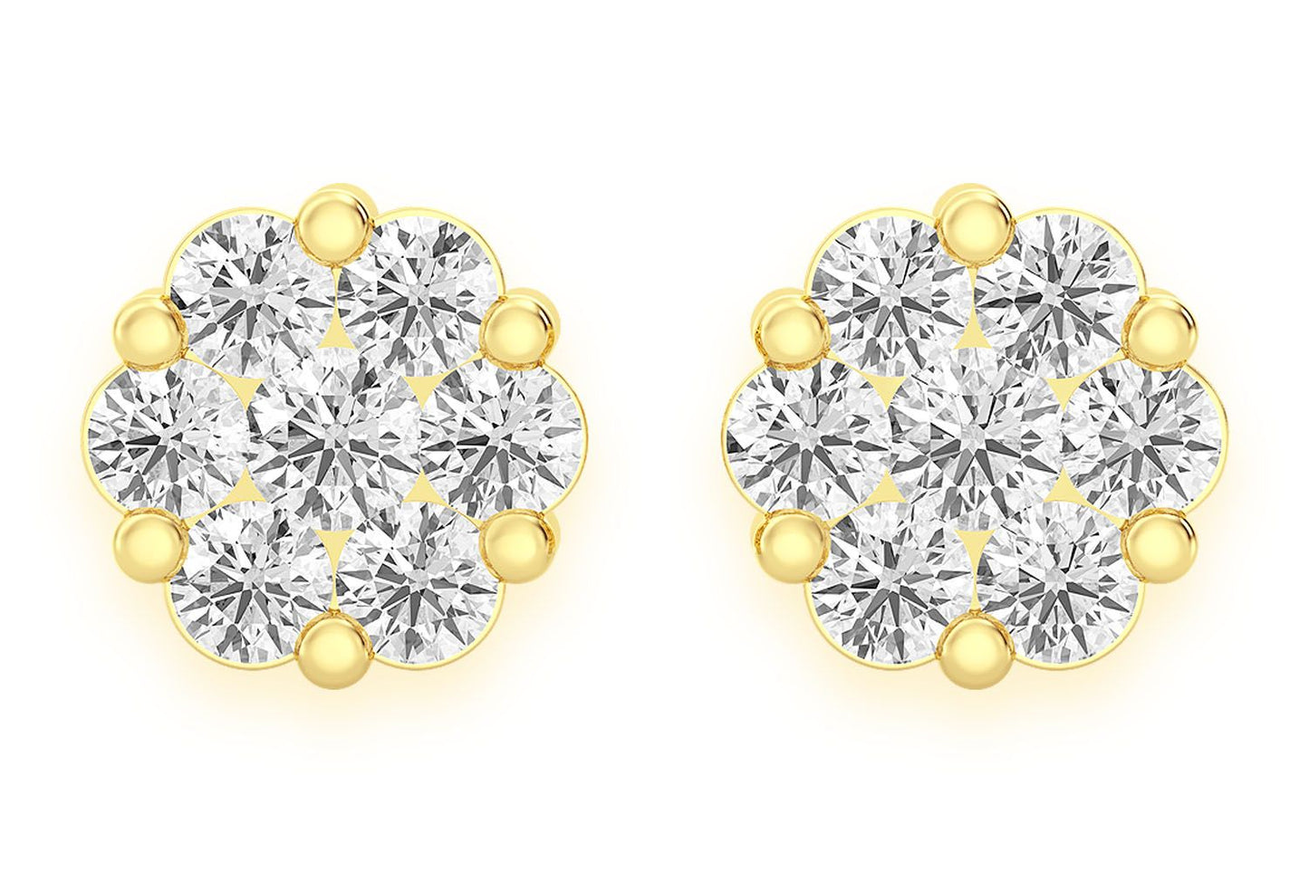 CERCEI CU DIAMANT ȘTIGAT CU FLOARE DE 0.75 CT AUR MASIV DE 14K