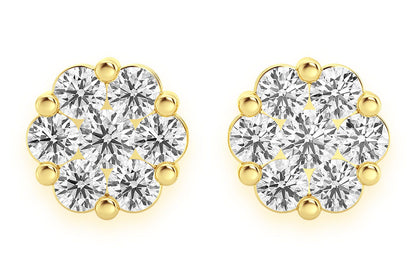 2.00CTW FLOWER STUD DIAMOND EARRINGS 14K SOLID GOLD