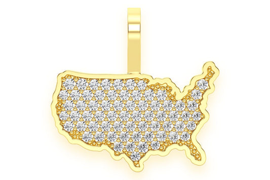 UNITED STATES OF AMERICA DIAMOND PENDANT 14K SOLID GOLD 0.30CTW