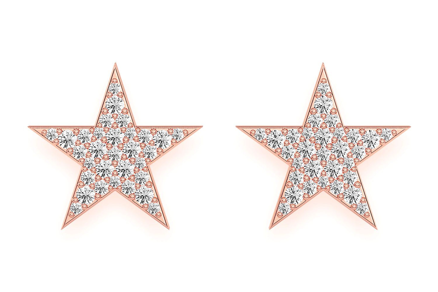 5 POINT STAR STUD DIAMOND EARRINGS 14K SOLID GOLD 0.40CTW