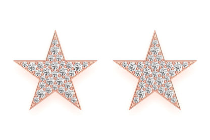 5 POINT STAR STUD DIAMOND EARRINGS 14K SOLID GOLD 0.40CTW