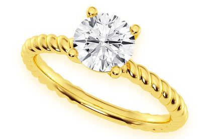 1.00CT ROUND TWIST BAND SOLITAIRE RING 14K