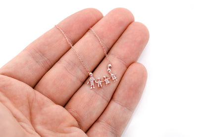 Семейное колье из четырех бриллиантов, цельное золото 14 карат, 0,10 карата