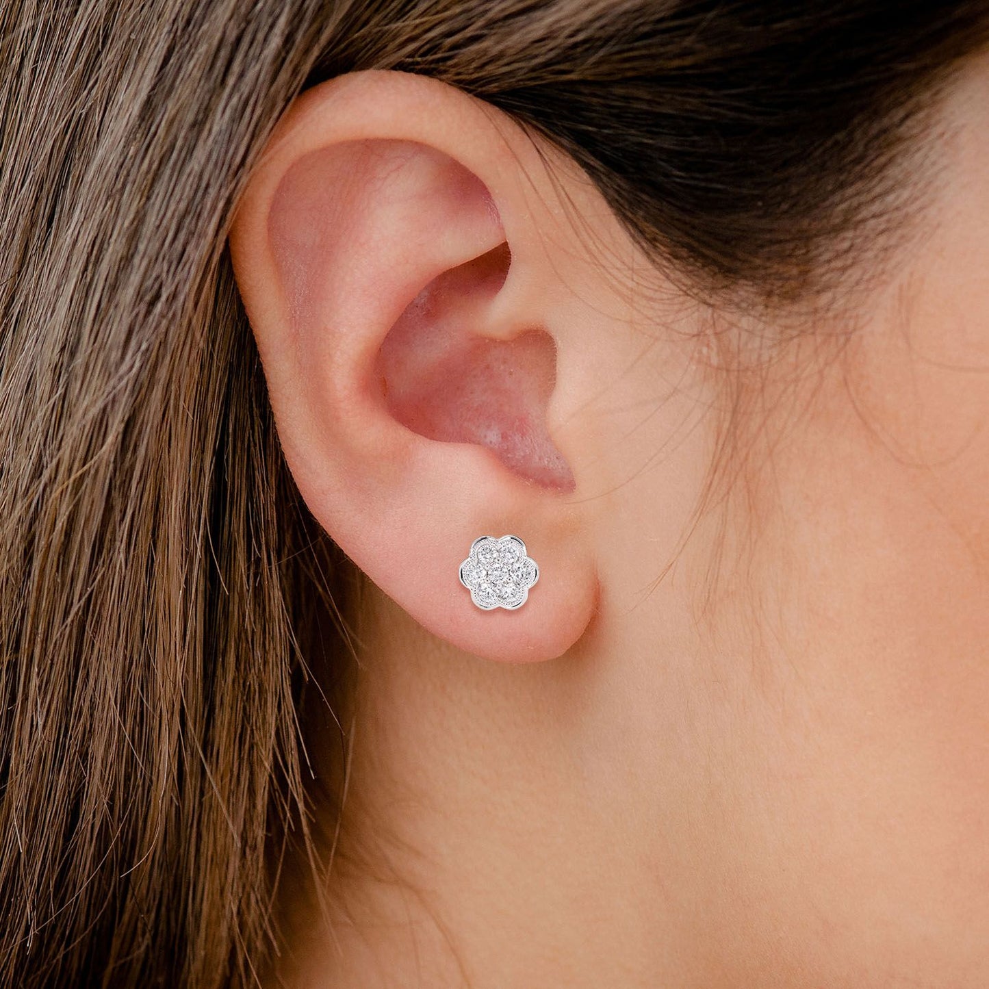 MILGRAIN FLOWER CLUSTER DIAMOND STUD EARRINGS 14K SOLID GOLD 0.75CTW