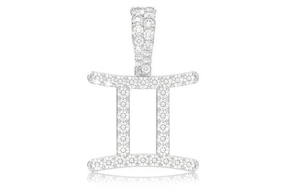 GEMINI ZODIAC DIAMOND PENDANT 14K SOLID GOLD 0.75CTW