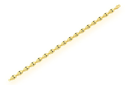 BLACK DIAMOND & WHITE DIAMOND SKULL LINK BRACELET 14K SOLID GOLD 1.50CTW