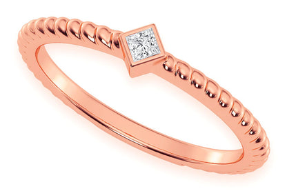 Кольцо с бриллиантами Princess Bezel Rope из цельного золота 14 карат 0,05 карата