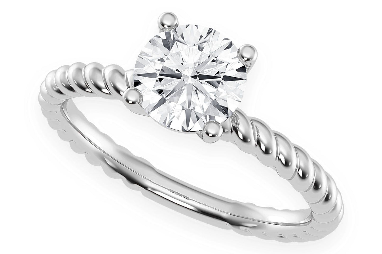 1.00CT ROUND TWIST BAND SOLITAIRE RING 14K