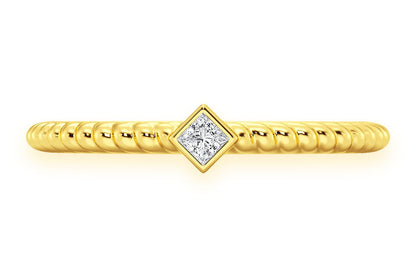 Кольцо с бриллиантами Princess Bezel Rope из цельного золота 14 карат 0,05 карата