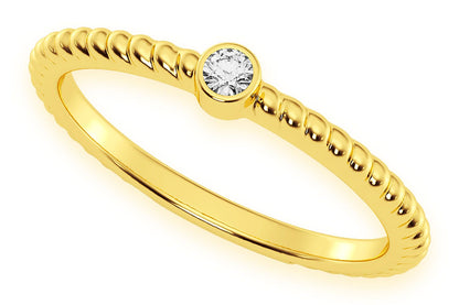INEL ROTUND CU BEZEL ȘNUR ȘI DIAMANT, AUR MASIV DE 14K, 0.05CT