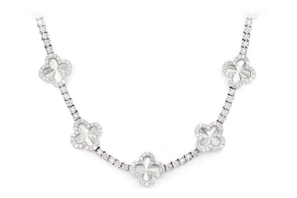 MIRACELE CLOVER LINK DIAMOND TENNIS NECKLACE SOLID GOLD 5.50CTW