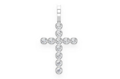 BEZEL SET CROSS DIAMOND PENDANT 14K SOLID GOLD 0.35CTW