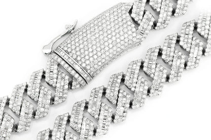 19MM RAISED BAGUETTE DIAMOND CUBAN LINK NECKLACE 14K SOLID GOLD 49.80CTW