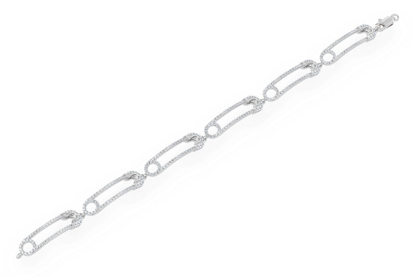 PAPERCLIP CONTOUR DIAMOND BRACELET 14K SOLID GOLD 2.75CTW