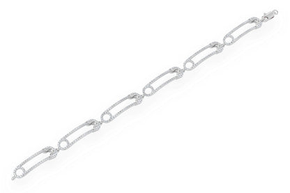 PAPERCLIP CONTOUR DIAMOND BRACELET 14K SOLID GOLD 2.75CTW