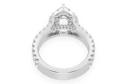 SPHINX - 2.00CT PEAR SOLITAIRE - TWO ROW SPLIT SCALLOP - DIAMOND ENGAGEMENT RING