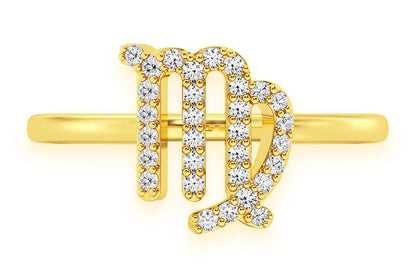 VIRGO ZODIAC DIAMOND RING 14K SOLID GOLD 0.15CTW