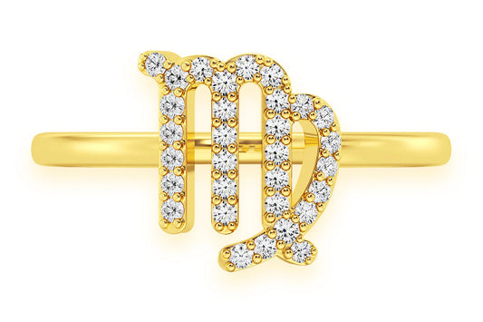 INEL CU ZODIAC FECIORĂ, AUR MASIV DE 14K, 0.15CT 