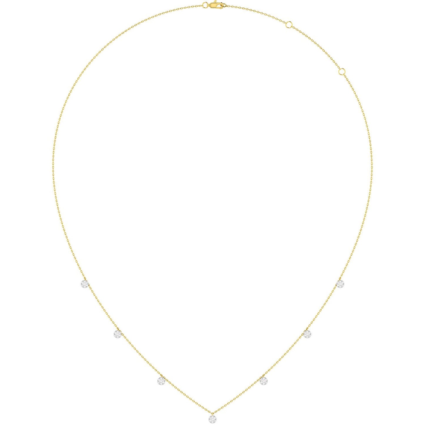 DIAMOND DISC STATION NECKLACE 14K SOLID GOLD 0.20CTW