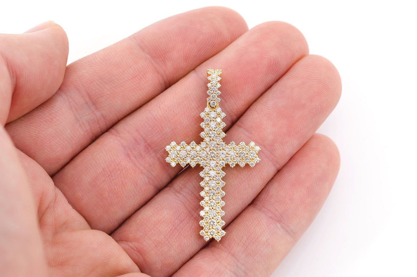 JAGGED CROSS DIAMOND PENDANT 14K SOLID GOLD 1.75CTW