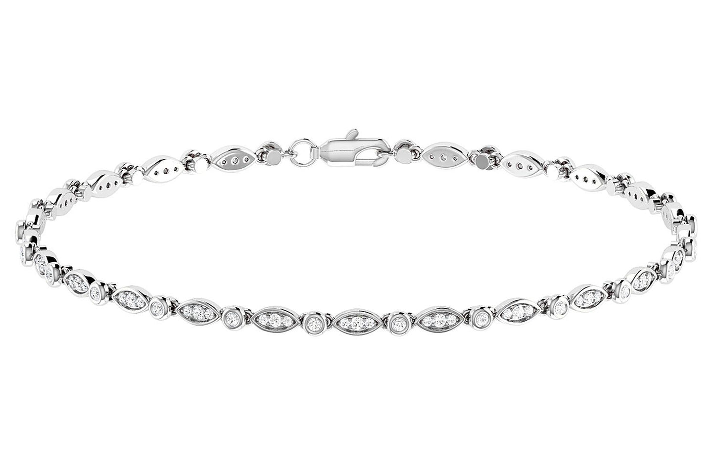 GEOMETRIC BEZEL SET LINK DIAMOND BRACELET 14K SOLID GOLD 0.50CTW