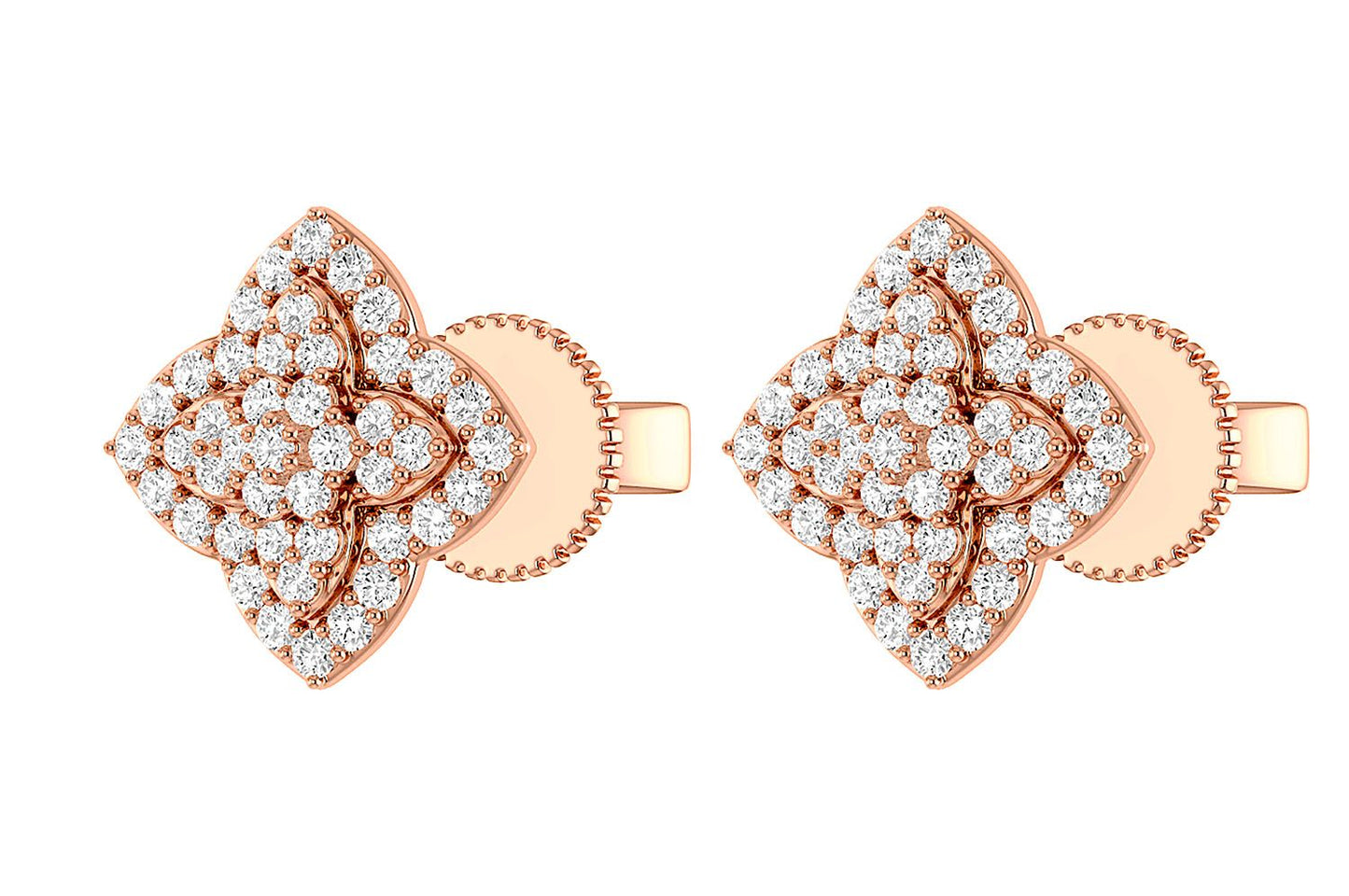 LAYERED 4 POINT STAR DIAMOND STUDS 14K SOLID GOLD 0.45CTW
