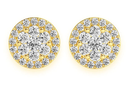 CERCEI CU DIAMANT ȘTIF CU HALO DE FLOARE DE 1,50 CT, AUR MASIV DE 14K