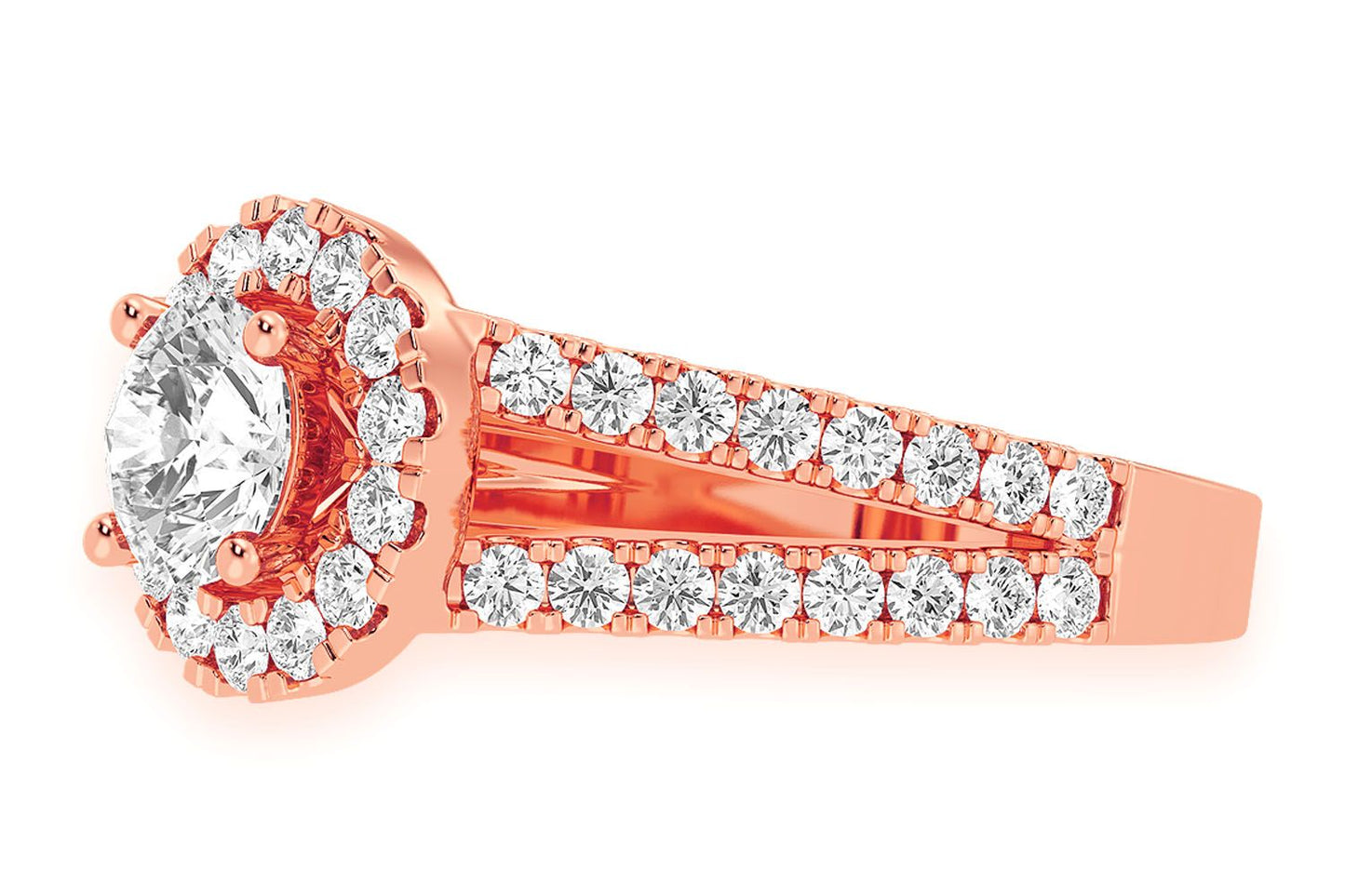 SPHINX - .75CT SOLITAIRE ROUND - SPLIT SHANK HALO - DIAMOND ENGAGEMENT RING