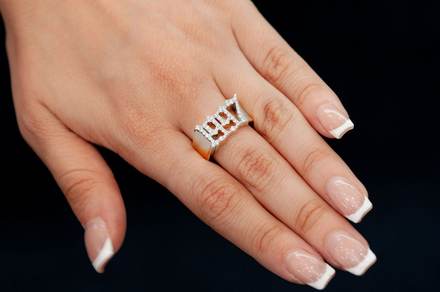CUSTOM DATE OF BIRTH DIAMOND RING 14K SOLID GOLD 0.60CTW