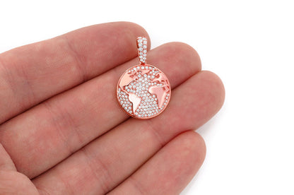 Pandantiv Globe cu Diamant, Aur Masiv de 14K, 0.75ct