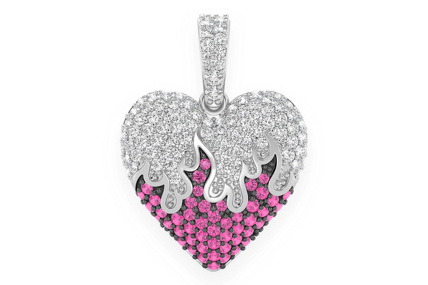 HEART ON FIRE RUBY & DIAMOND PENDANT 14K SOLID GOLD 0.75CTW