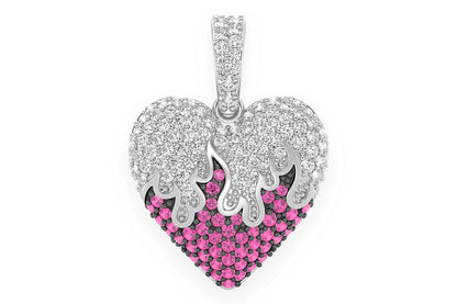 HEART ON FIRE RUBY & DIAMOND PENDANT 14K SOLID GOLD 0.75CTW
