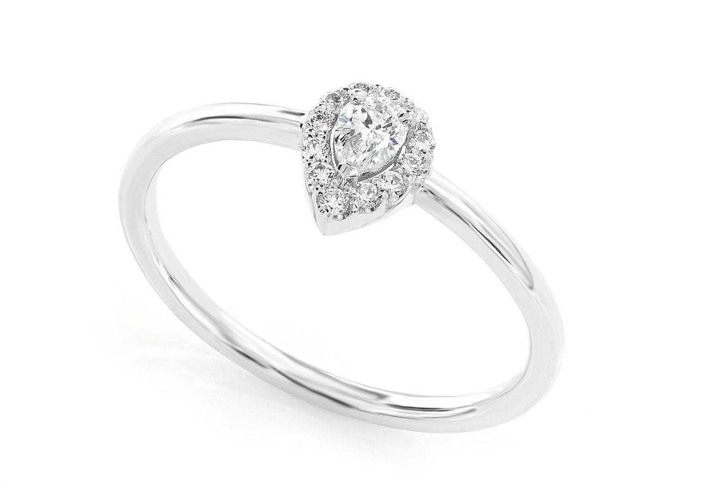 0.25CTW PEAR HALO SCALLOP - DIAMOND ENGAGEMENT RING