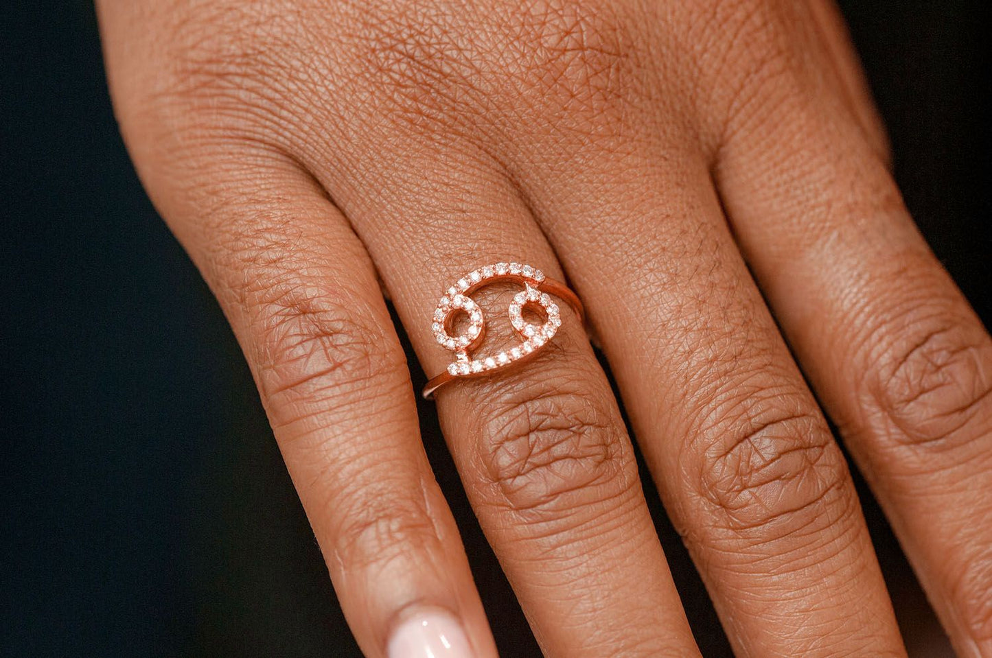 CANCER ZODIAC DIAMOND RING 14K SOLID GOLD 0.20CTW