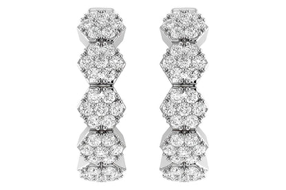 HEXAGON DIAMOND HOOP EARRINGS 14K SOLID GOLD 0.30CTW