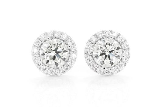 CERCEI HALO SOLITAIRE CU DIAMANTE, AUR MASIV DE 14K, 2.50CT