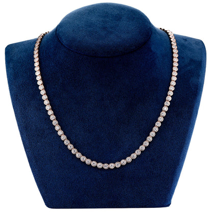 BEZEL SET MIRACLE DIAMOND TENNIS NECKLACE 14K SOLID GOLD 5.66CTW