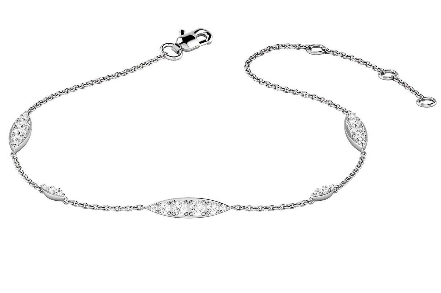 GRADUATED DIAMOND BRACELET 14K SOLID GOLD 0.30CTW