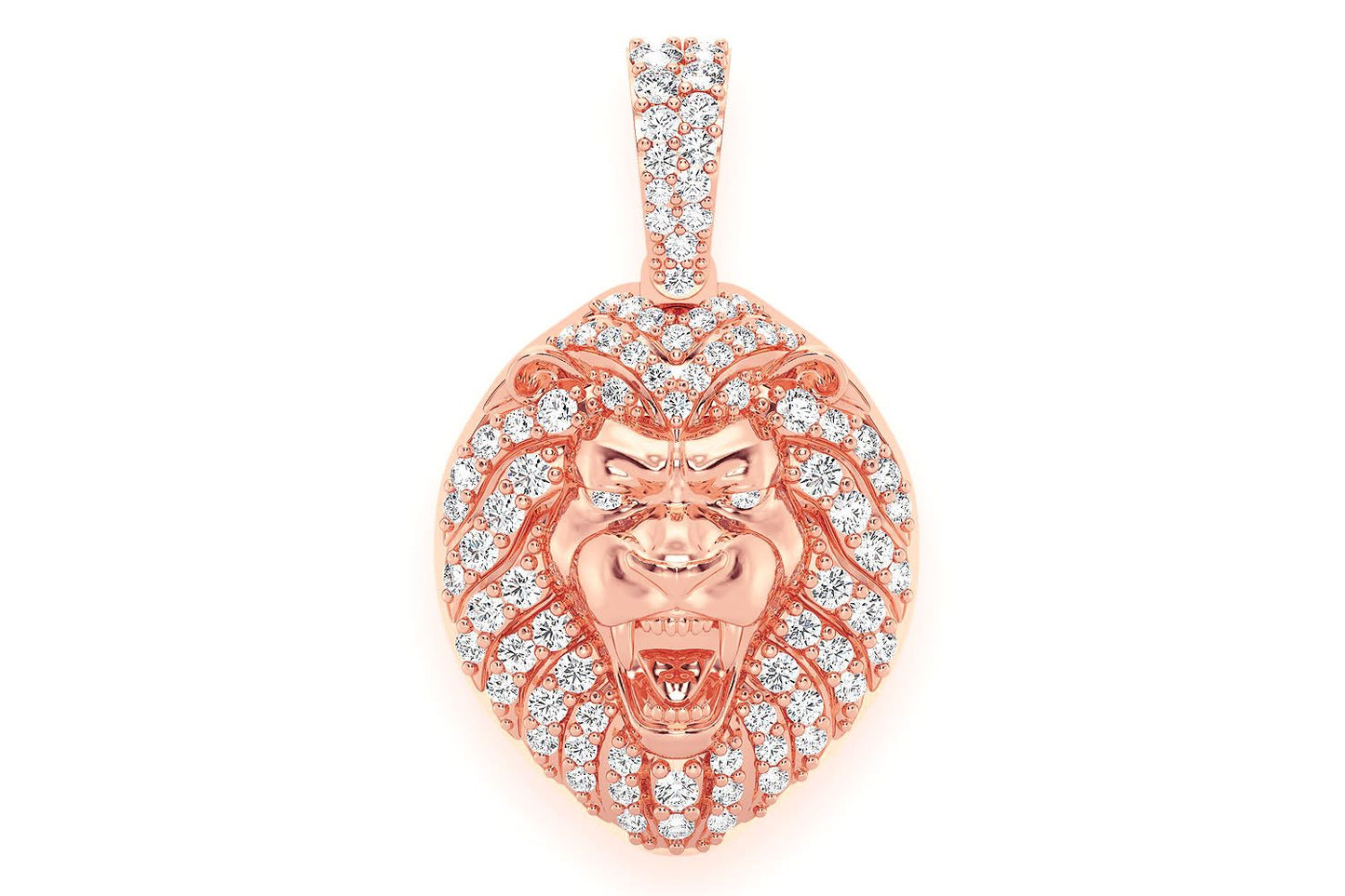 PANDANT CAP DE LEU CU DIAMANT, AUR MASIV DE 14K, 0,50 CT
