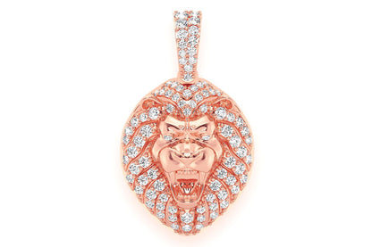 PANDANT CAP DE LEU CU DIAMANT, AUR MASIV DE 14K, 0,50 CT