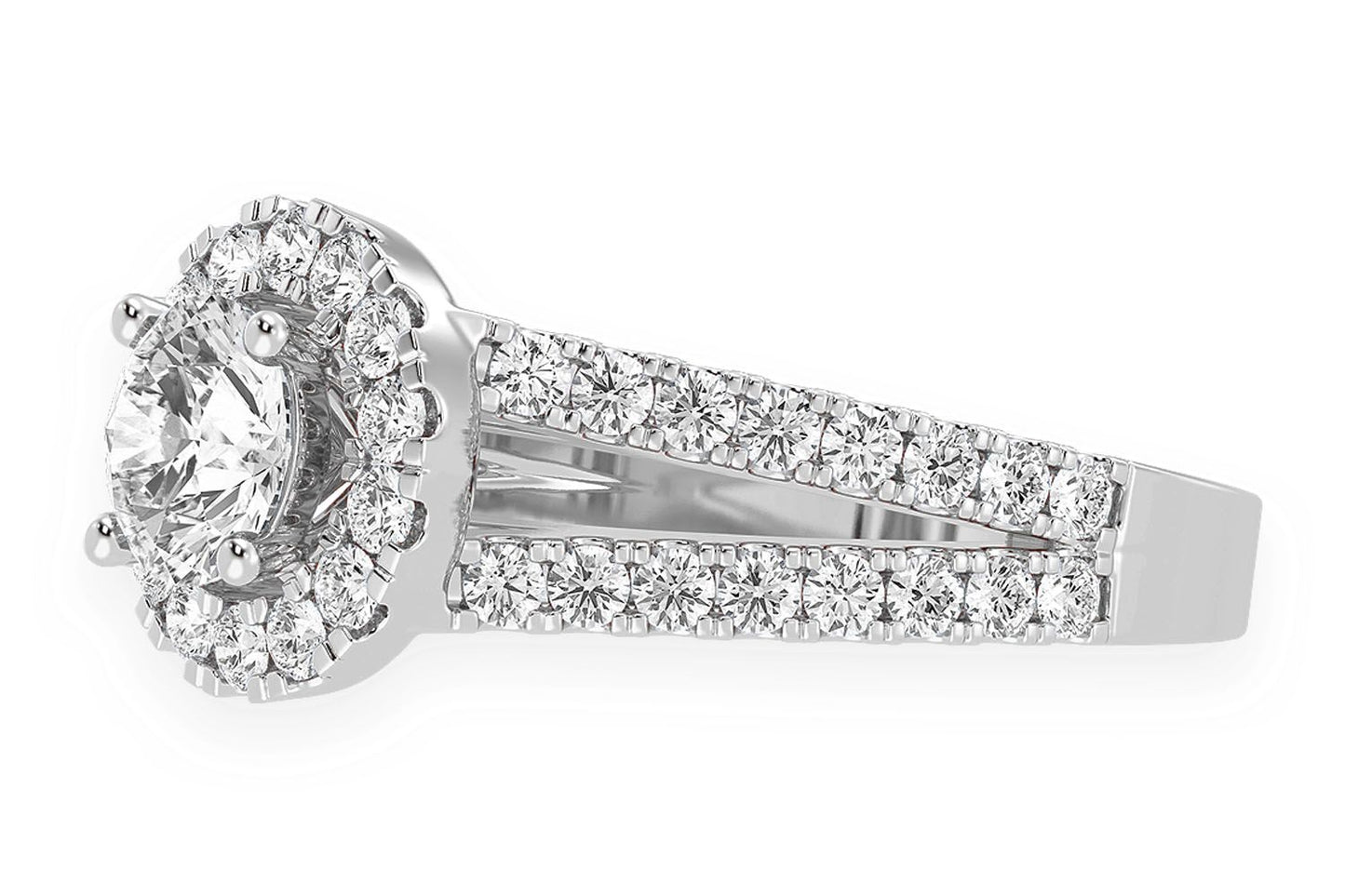 SPHINX - .75CT SOLITAIRE ROUND - SPLIT SHANK HALO - DIAMOND ENGAGEMENT RING
