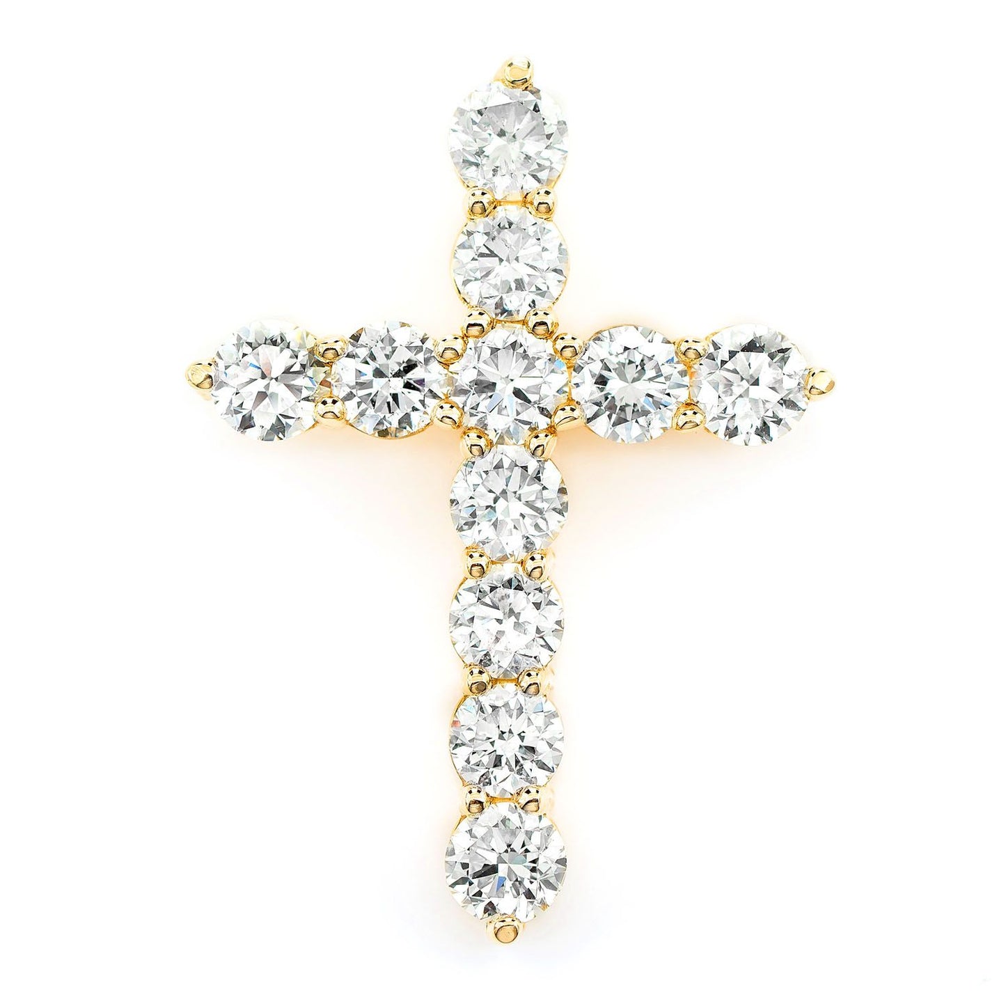 DIAMOND HIDDEN BAIL CROSS PENDANT 14K SOLID GOLD 4.45CTW