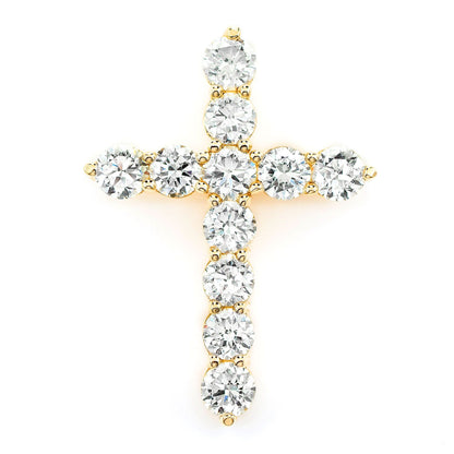 DIAMOND HIDDEN BAIL CROSS PENDANT 14K SOLID GOLD 4.45CTW
