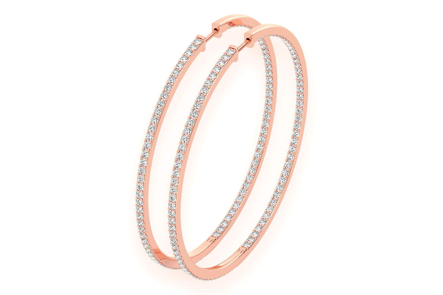 CERCEI MARI CU DIAMANTE, VERTICALE, AUR MASIV DE 14K, 5.00CT