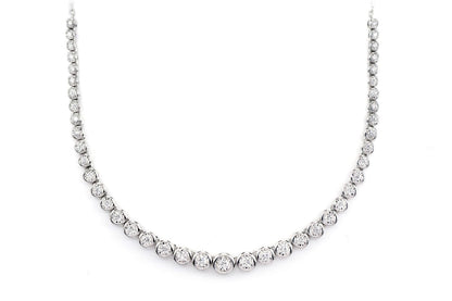 GRADUATED MIRACLE SET BEZEL DIAMOND TENNIS NECKLACE 14K SOLID GOLD 0.85CTW