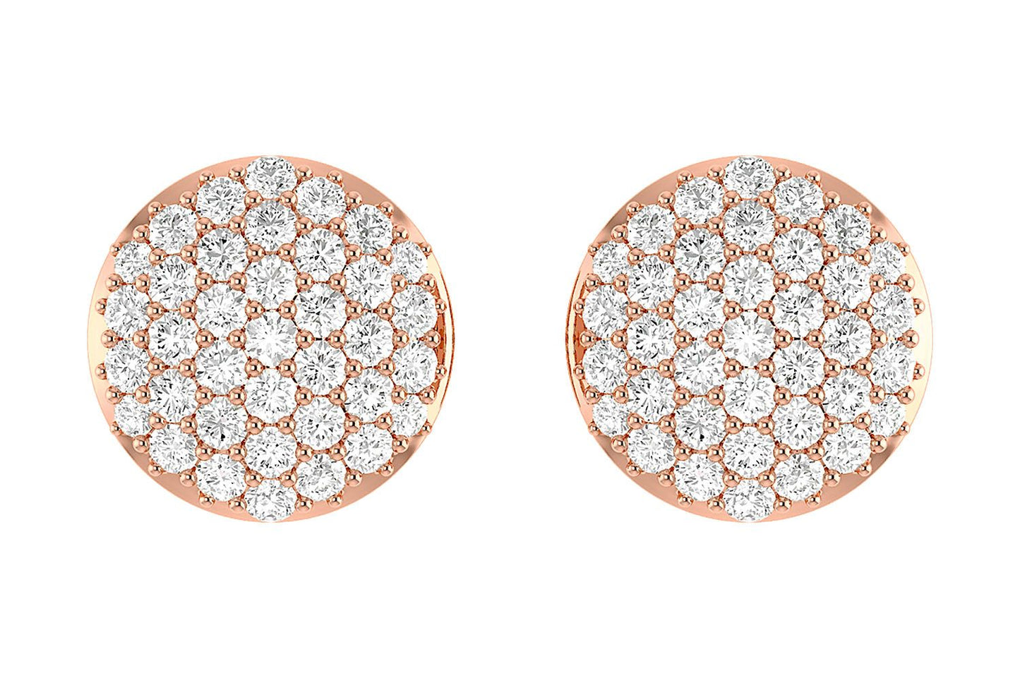 DOME DIAMOND STUD EARRINGS 14K SOLID GOLD 0.50CTW